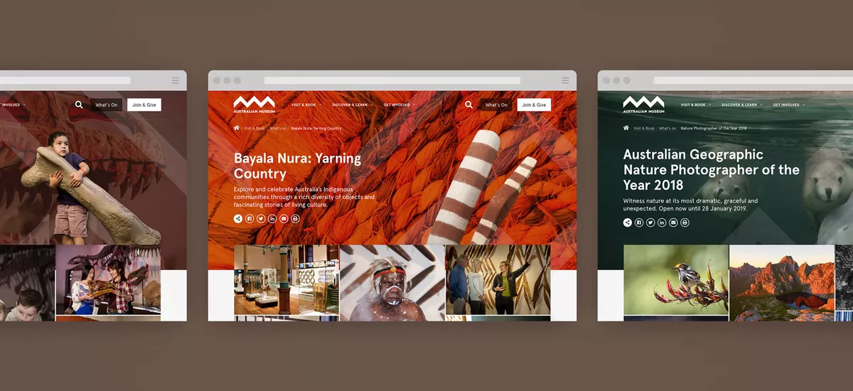 Screenshots of the Australian Museum Website