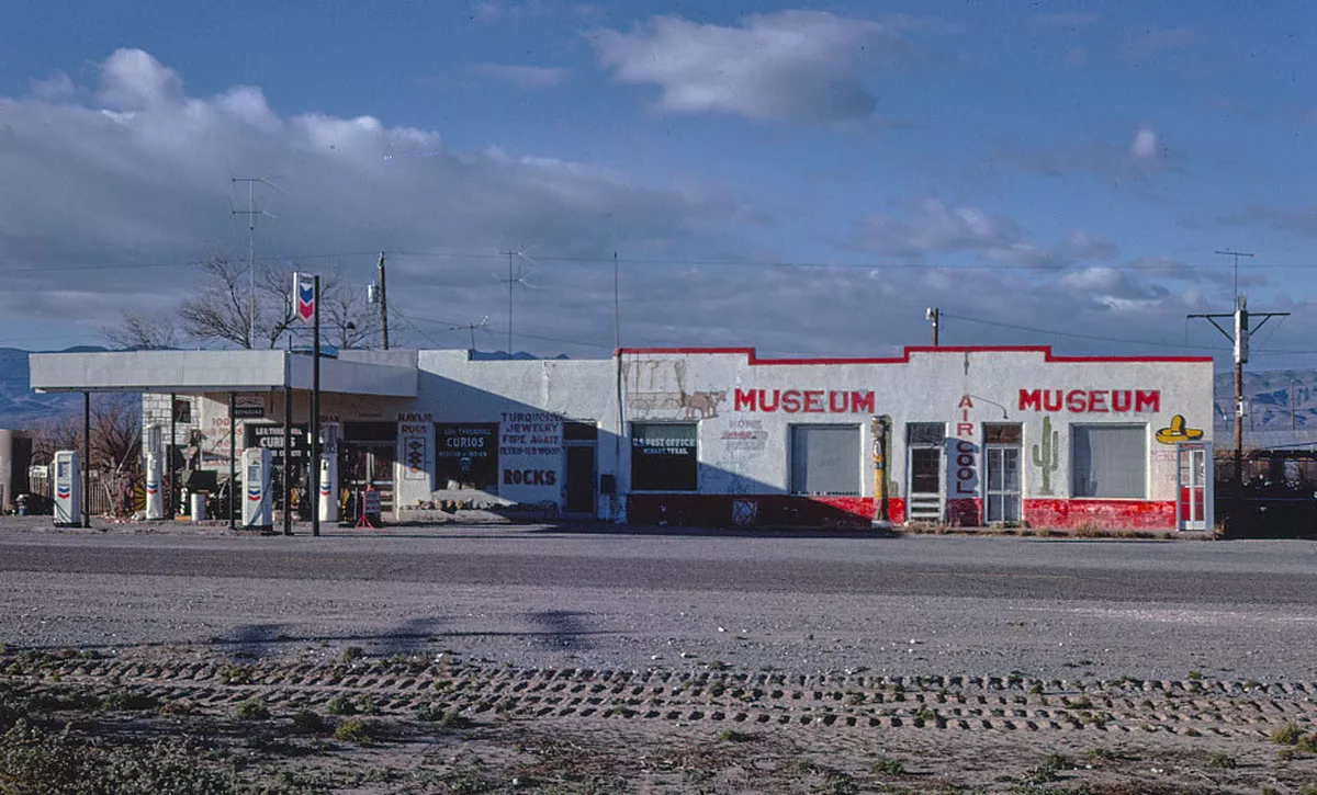 Small museum attached to a service station in rural USA, circa 1960's